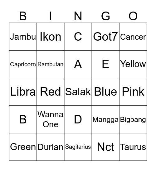 PUNYA LUDA Bingo Card