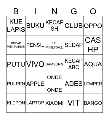 BINGO KOKO MEO Bingo Card