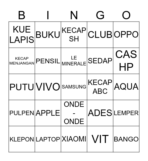 BINGO KOKO MEO Bingo Card
