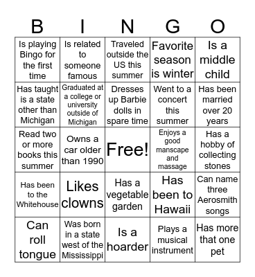 BCMS 2018-19 Bingo Card