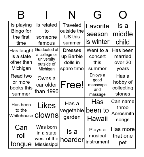 BCMS 2018-19 Bingo Card