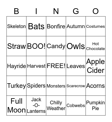 PUMPKIN BINGO Card
