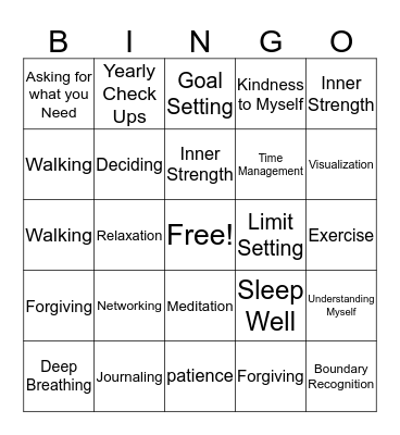 Life Skills Bingo Card