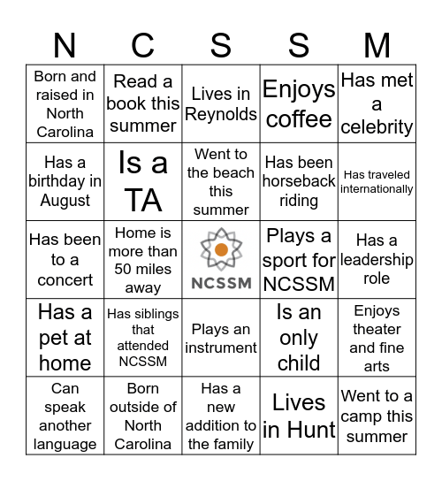 Class Bingo Card