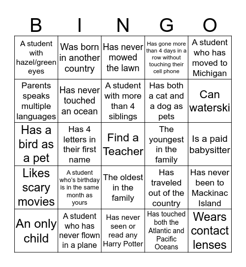 Get-ta-know-ya BINGO Card