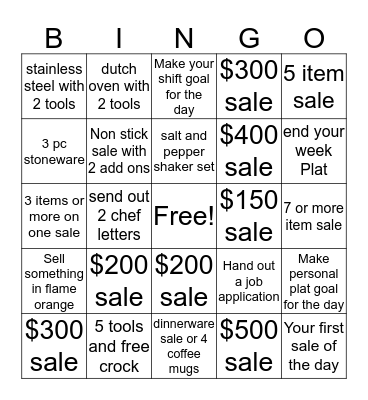 Bingo Baker Bingo Card
