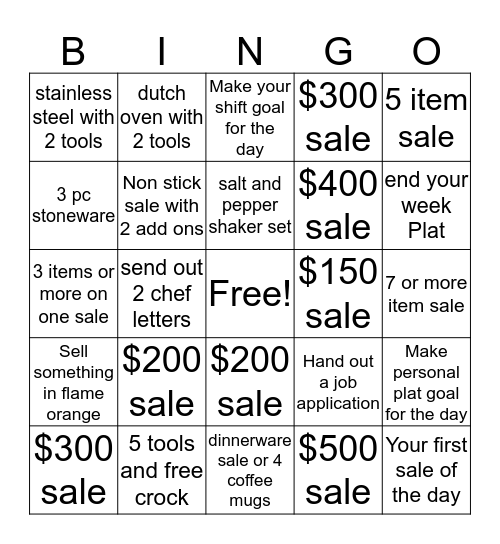 Bingo Baker Bingo Card
