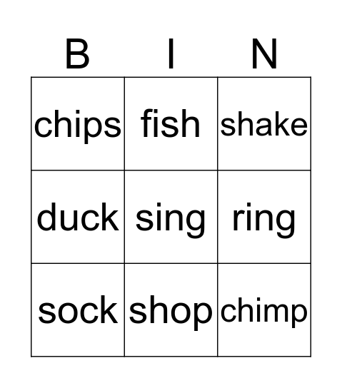 2 letters 1 sound Bingo Card