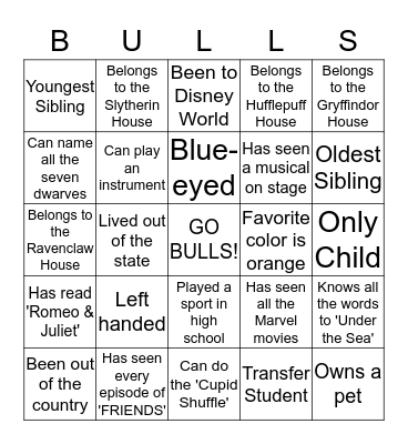 BBC Bulls Bingo! Bingo Card
