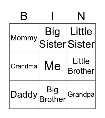 Family Bingo Card