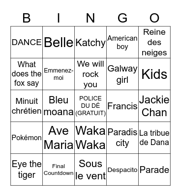 BINGO MUSICAL NEPTUNE  Bingo Card