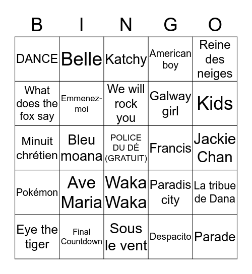 BINGO MUSICAL NEPTUNE  Bingo Card