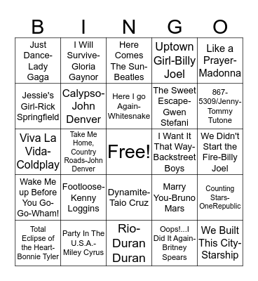 Metz Bingo Card