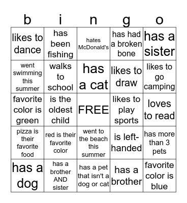 Find someone Who... Bingo Card