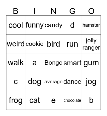 Stuff Bingo Card