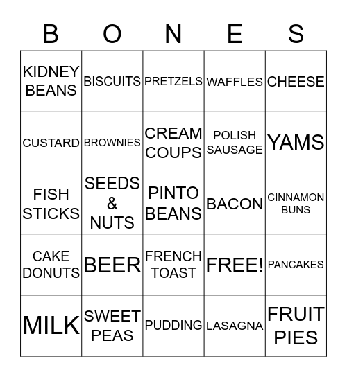 HIGH PHOSPHORUS FOODS Bingo Card