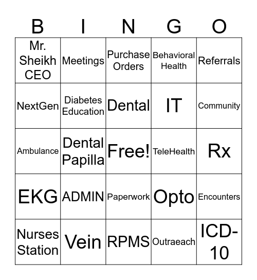 TRIHCI SPEED BINGO Card