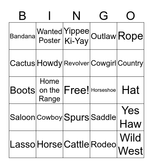Western Bingo Card