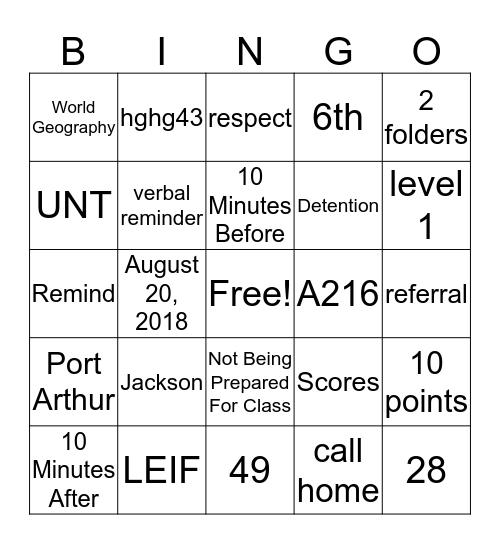Untitled Bingo Card