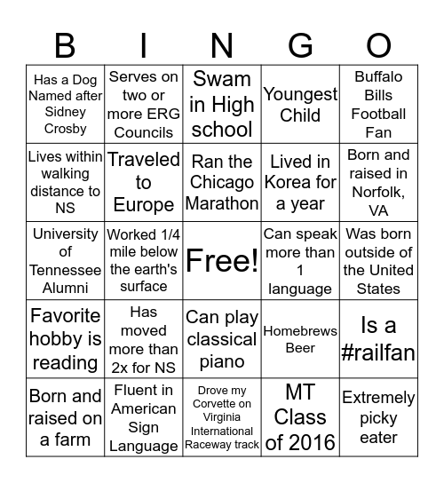 NS Diveristy Bingo  Bingo Card