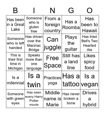 People Bingo Card