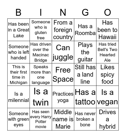 People Bingo Card