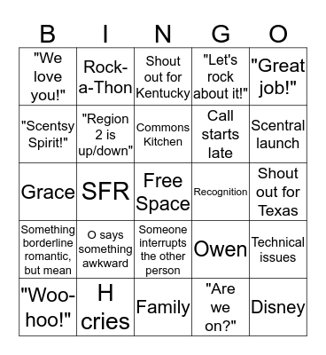 All Call Bingo Card