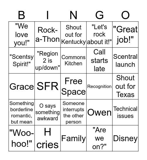 All Call Bingo Card