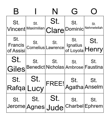 ALL SAINTS DAY Bingo Card