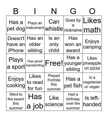 Find Someone Who... Bingo Card