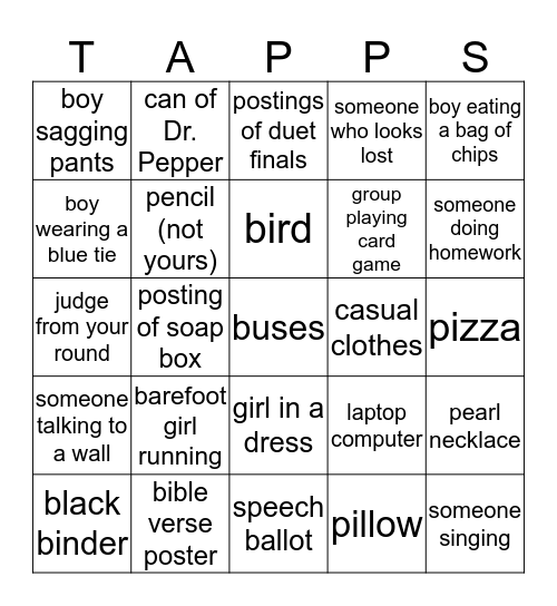 Forensics Bingo Card