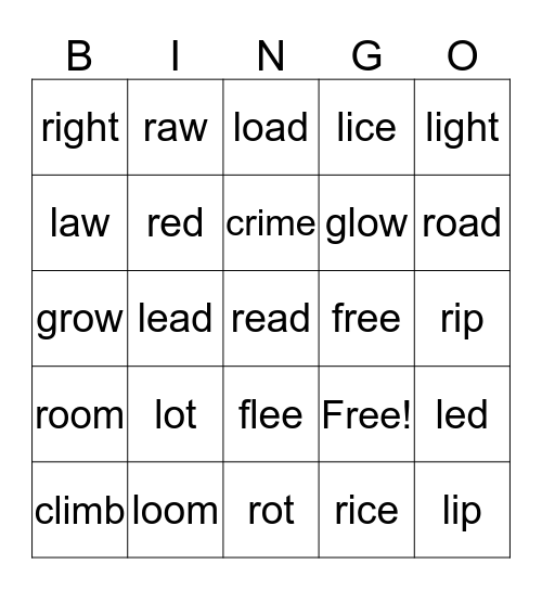 Pronunciation Bingo! Bingo Card