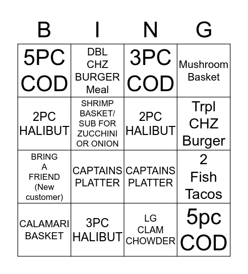 Ahoy Matey Bingo Card