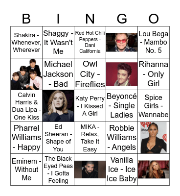 Song Bingo  Bingo Card