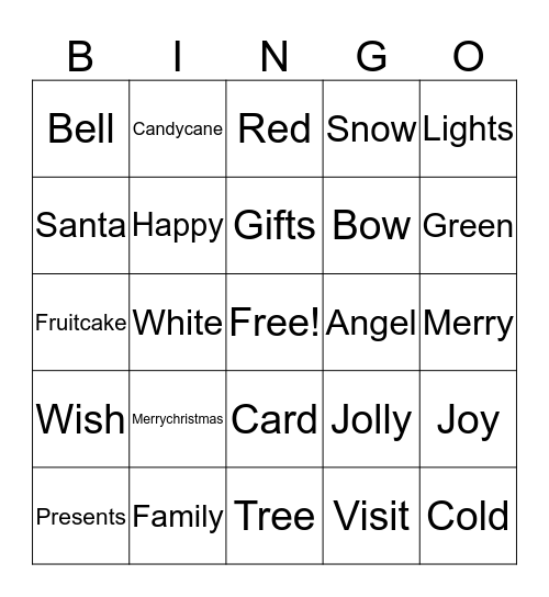 Christmas Bingo Card