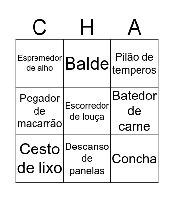 Chá Bar Bingo Card