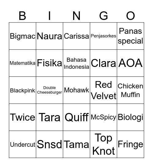 Fares Bingo Card