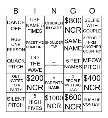 HAVE FUN!!! Bingo Card