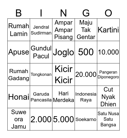BINGO NIVEL KEMERDEKAAN (JUNA) Bingo Card