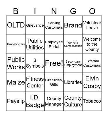 New Employee Orientation Morning Overview 3 Bingo Card