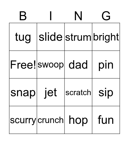 Let's Rhyme! Bingo Card