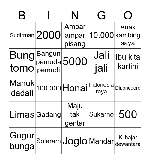 nipel Bingo Card