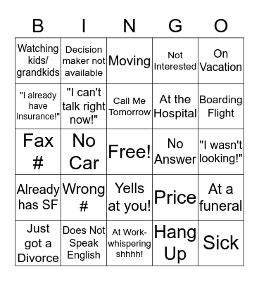 Tabby's Lead Bingo Card