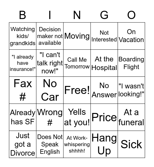 Tabby's Lead Bingo Card