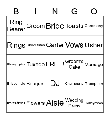 Austin & Nichole's Wedding Bingo Card