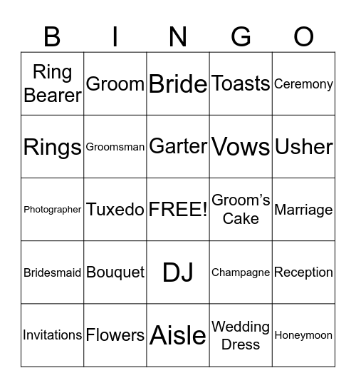 Austin & Nichole's Wedding Bingo Card