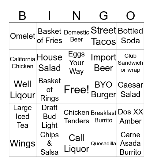 Ladies Day Bingo Card