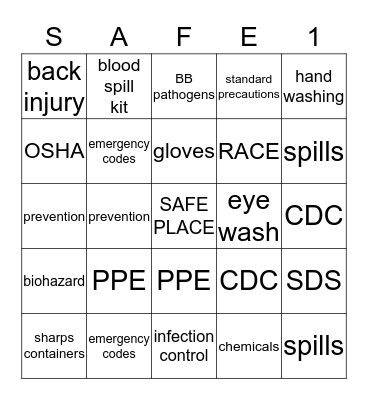 SAFETY Bingo Card