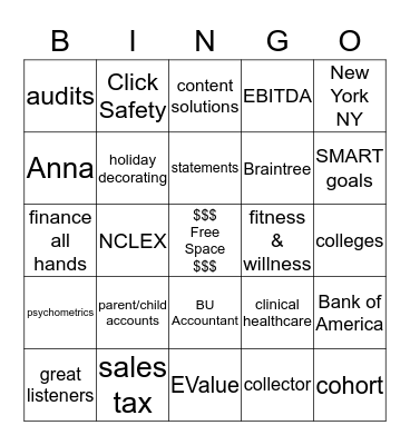 Ascend Learning Bingo Card