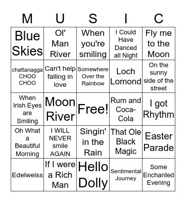 Music Bingo Card